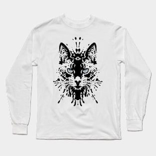 Cute Cat Illusion Design, Funny Cat Lover Gift Idea Long Sleeve T-Shirt